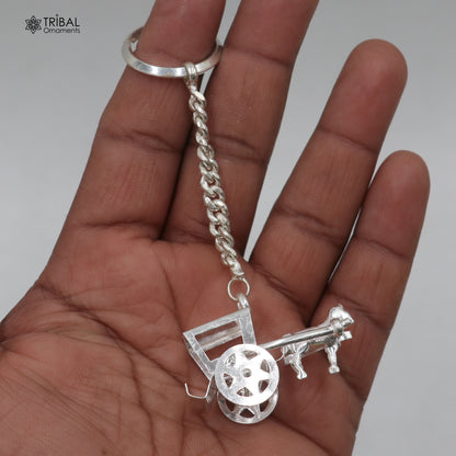 925 Sterling silver vintage CART design solid key chain, stylish royal gifting silver accessories unisex gift kch26 - TRIBAL ORNAMENTS