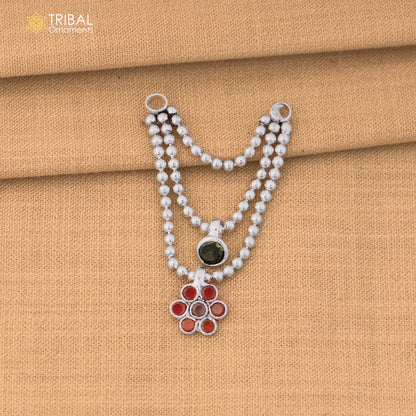 925 sterling silver 3 line beaded chain necklace for Lord Krishna Laddu Gopala jewelry set856
