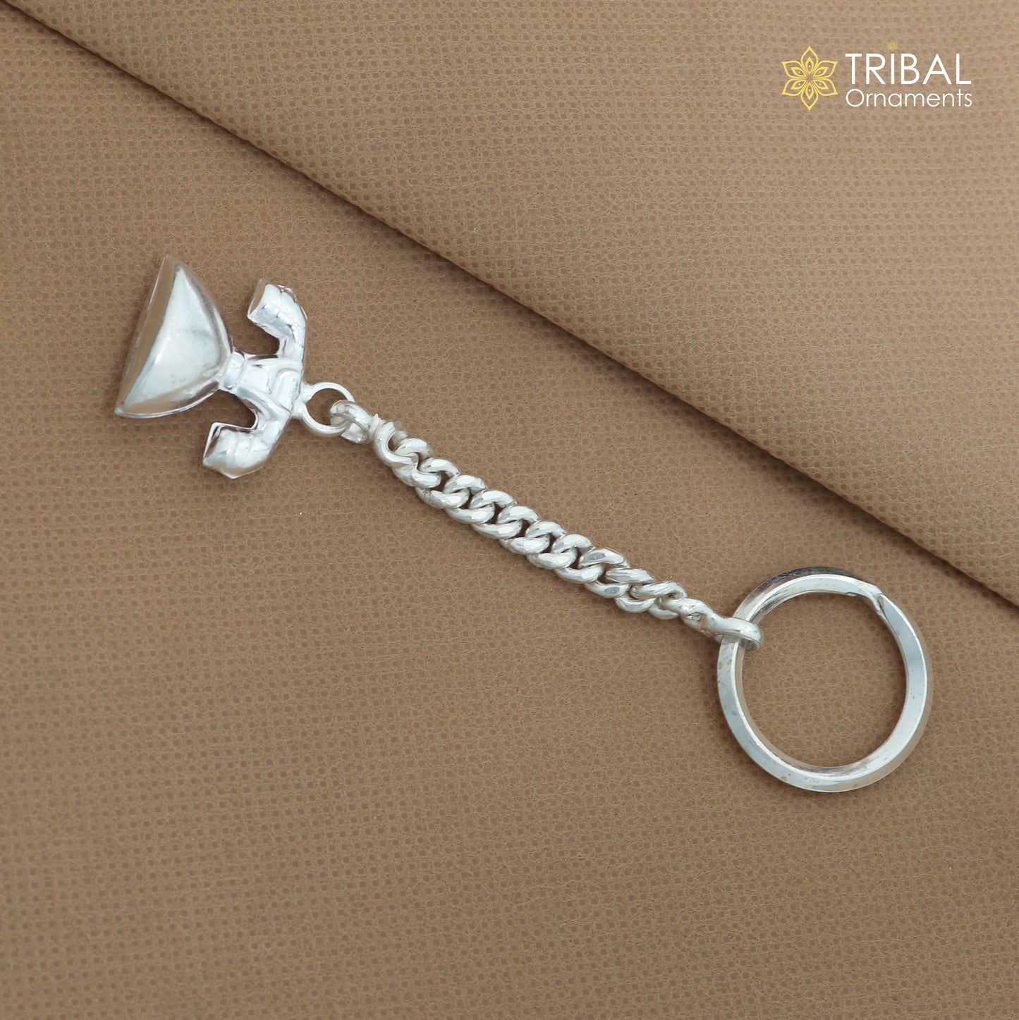 925 Sterling silver unique telephone design solid key chain, stylish royal gifting silver accessories unisex gift kch28 - TRIBAL ORNAMENTS