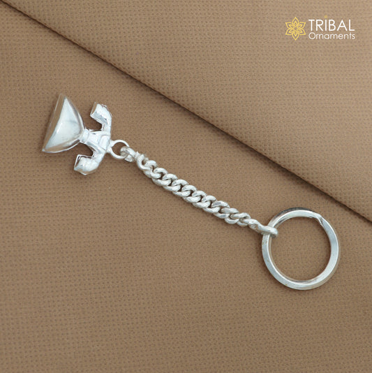 925 Sterling silver unique telephone design solid key chain, stylish royal gifting silver accessories unisex gift kch28 - TRIBAL ORNAMENTS