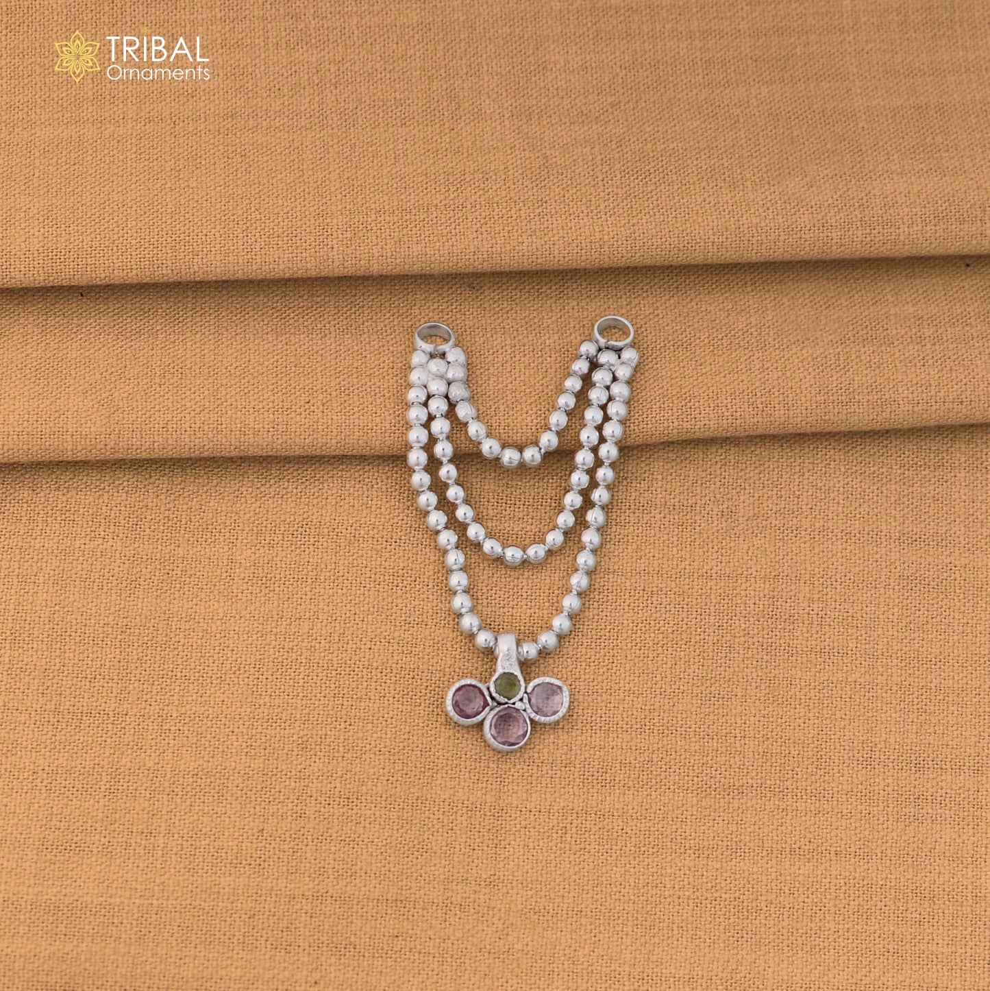 925 sterling silver 3 line beaded chain necklace for Lord Krishna Laddu Gopala jewelry set857