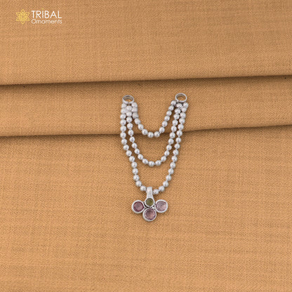 925 sterling silver 3 line beaded chain necklace for Lord Krishna Laddu Gopala jewelry set857