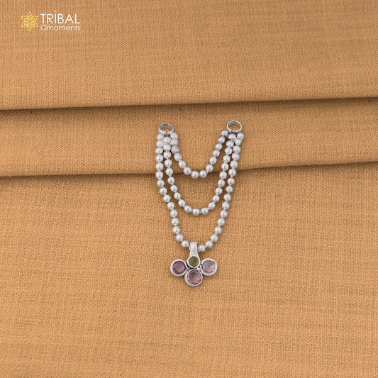 925 sterling silver 3 line beaded chain necklace for Lord Krishna Laddu Gopala jewelry set857