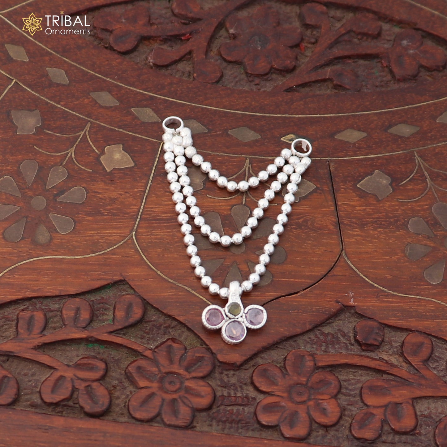 925 sterling silver 3 line beaded chain necklace for Lord Krishna Laddu Gopala jewelry set857