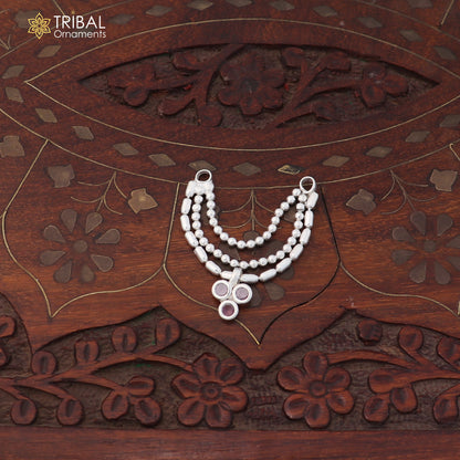 925 sterling silver 3 line beaded chain necklace for Lord Krishna Laddu Gopala jewelry set858