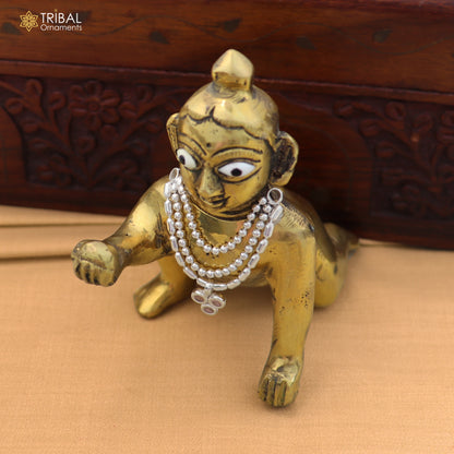 925 sterling silver 3 line beaded chain necklace for Lord Krishna Laddu Gopala jewelry set858