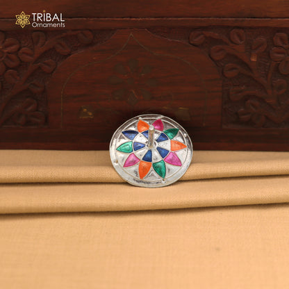 925 sterling silver enamel work mandala design Firki or Lattu toy for your baby Krishna idols article art877