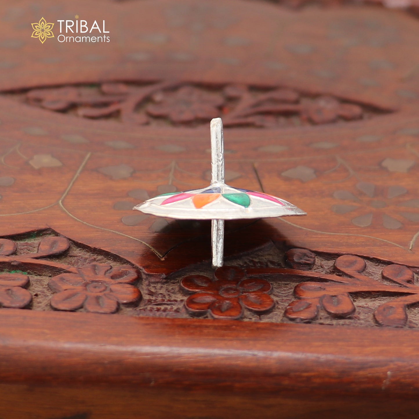 925 sterling silver enamel work mandala design Firki or Lattu toy for your baby Krishna idols article art877