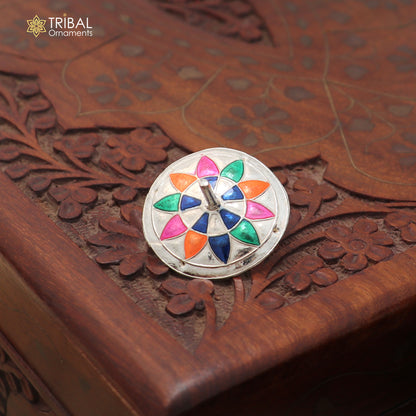 925 sterling silver enamel work mandala design Firki or Lattu toy for your baby Krishna idols article art877