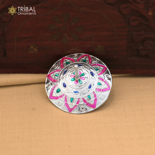 925 sterling silver enamel work Firki or Lattu toy ,silver toy for your baby Krishna idols article art876