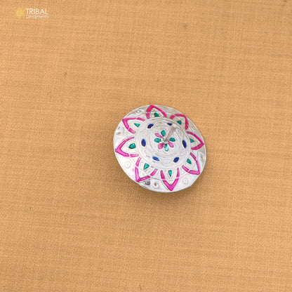 925 sterling silver enamel work Firki or Lattu toy ,silver toy for your baby Krishna idols article art876