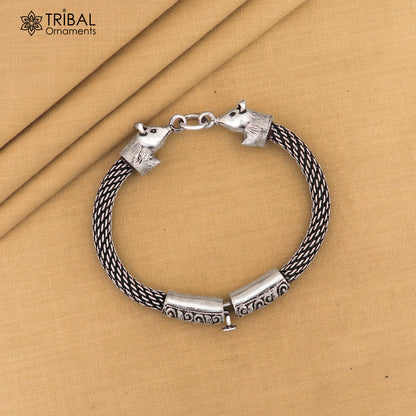 Indian ethnic style divine mouse design 925 sterling silver men's bracelet jewelry sbr440