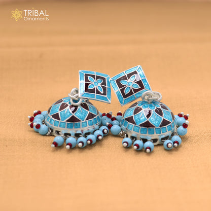 925 sterling silver minakari design Jhumka earring er316