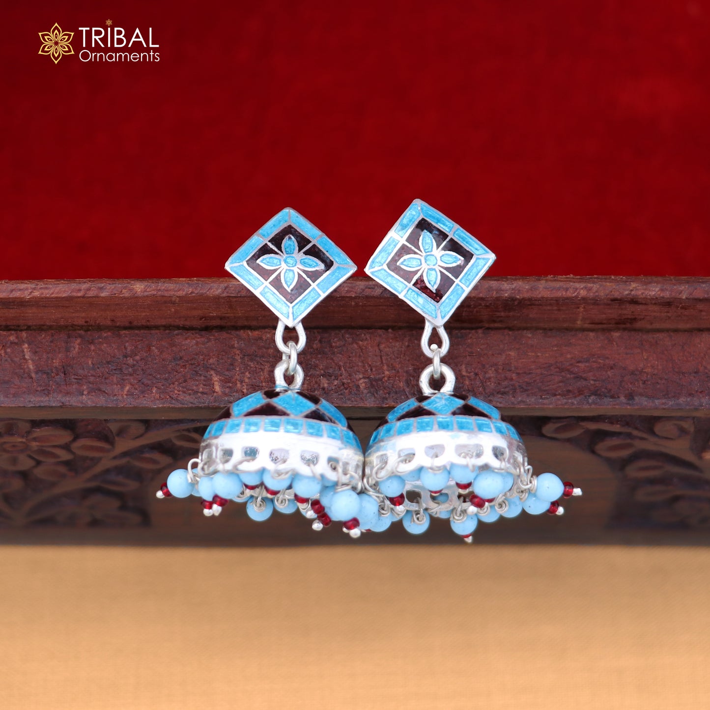 925 sterling silver minakari design Jhumka earring er316