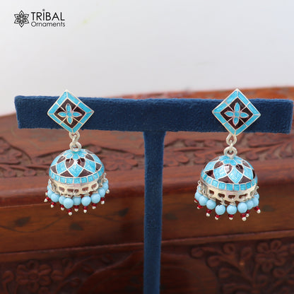 925 sterling silver minakari design Jhumka earring er316