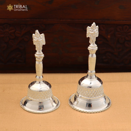925 Sterling Silver Hand held Bell/Ghanti for pooja article art886
