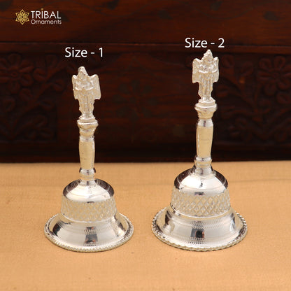 925 Sterling Silver Hand held Bell/Ghanti for pooja article art886