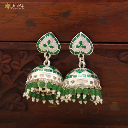 925 sterling silver heart design minakari Jhumka earring er317