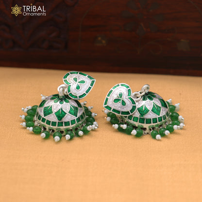 925 sterling silver heart design minakari Jhumka earring er317