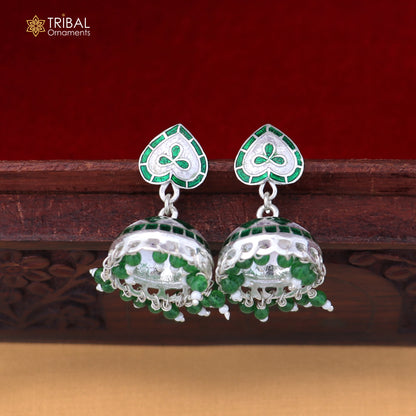 925 sterling silver heart design minakari Jhumka earring er317