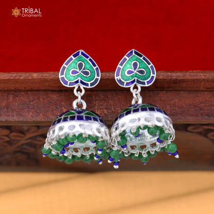 925 sterling silver heart design minakari Jhumka earring er322