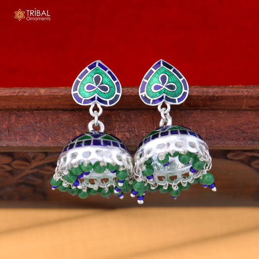 925 sterling silver heart design minakari Jhumka earring er322