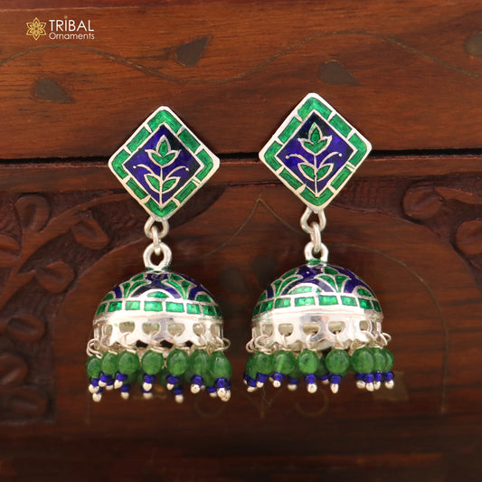 925 sterling silver minakari design Jhumka earring er324