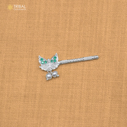 925 sterling silver stone design bansuri laddu Gopala flute, Krishna flute su1429