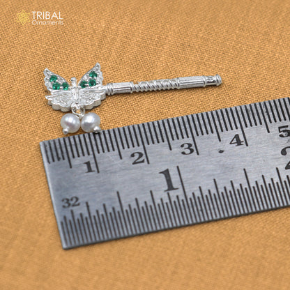 925 sterling silver stone design bansuri laddu Gopala flute, Krishna flute su1429