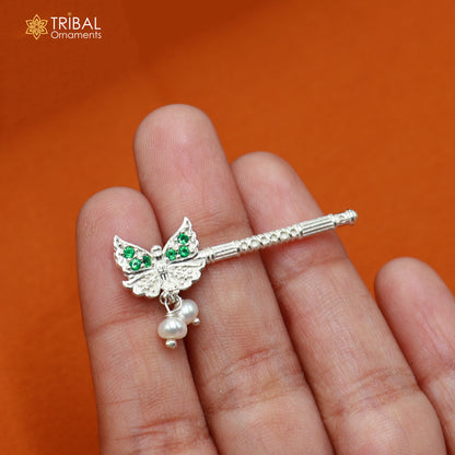 925 sterling silver stone design bansuri laddu Gopala flute, Krishna flute su1429