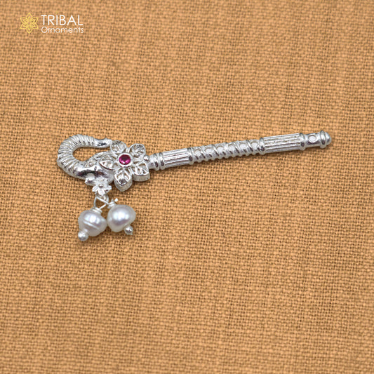 925 sterling silver stone design bansuri laddu Gopala flute, Krishna flute su1430