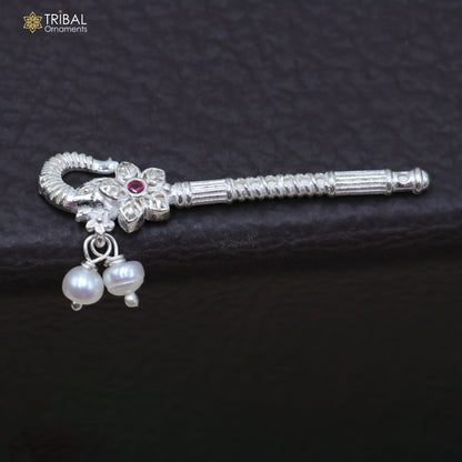 925 sterling silver stone design bansuri laddu Gopala flute, Krishna flute su1430