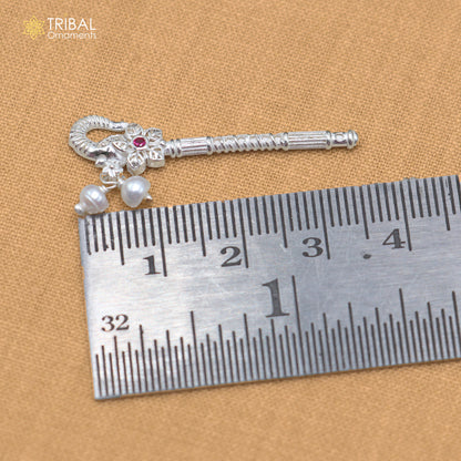 925 sterling silver stone design bansuri laddu Gopala flute, Krishna flute su1430