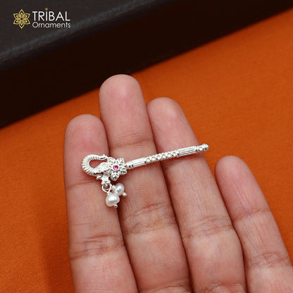 925 sterling silver stone design bansuri laddu Gopala flute, Krishna flute su1430