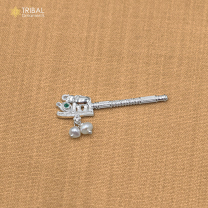 925 sterling silver stone design bansuri laddu Gopala flute, Krishna flute su1431