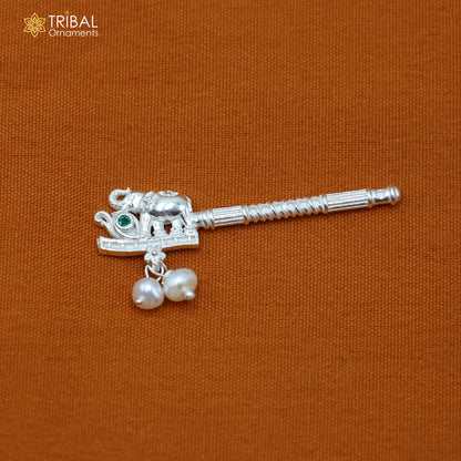 925 sterling silver stone design bansuri laddu Gopala flute, Krishna flute su1431