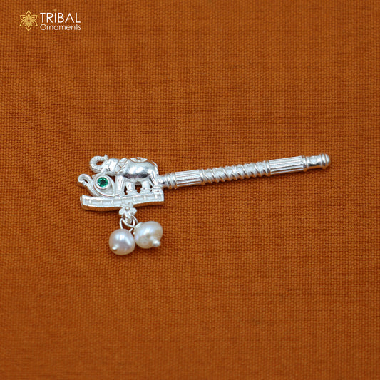 925 sterling silver stone design bansuri laddu Gopala flute, Krishna flute su1431