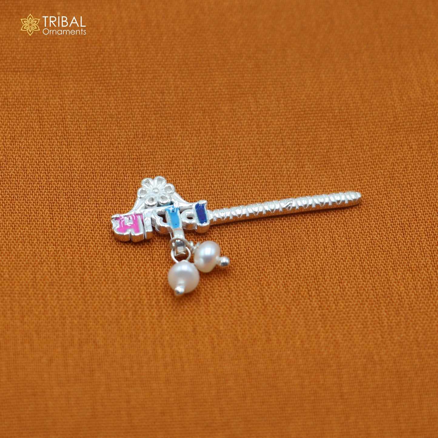 925 sterling silver stone design bansuri laddu Gopala flute, Krishna flute su1438