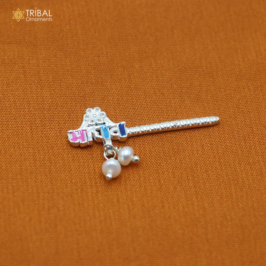 925 sterling silver stone design bansuri laddu Gopala flute, Krishna flute su1438