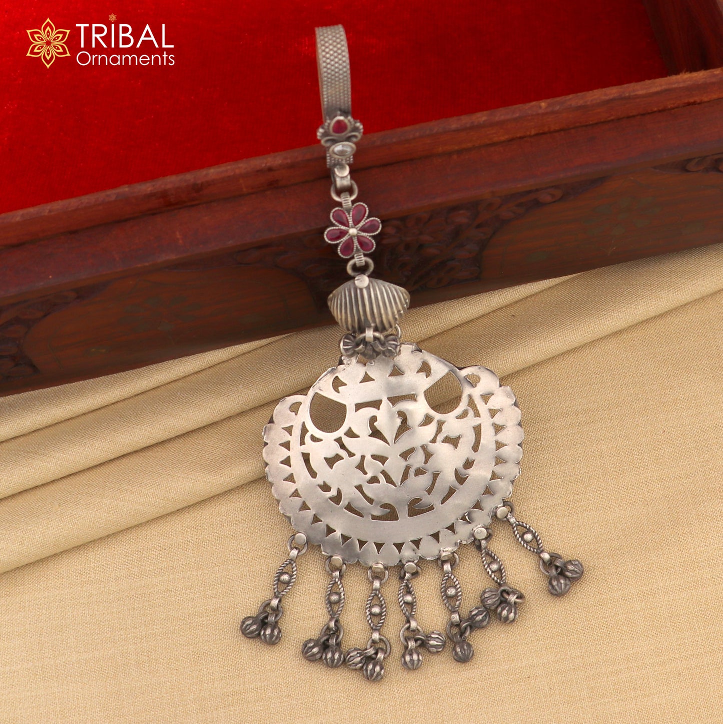 925 sterling silver vintage stylish sari chhalla brooch, saree waist belly jewelry skey18