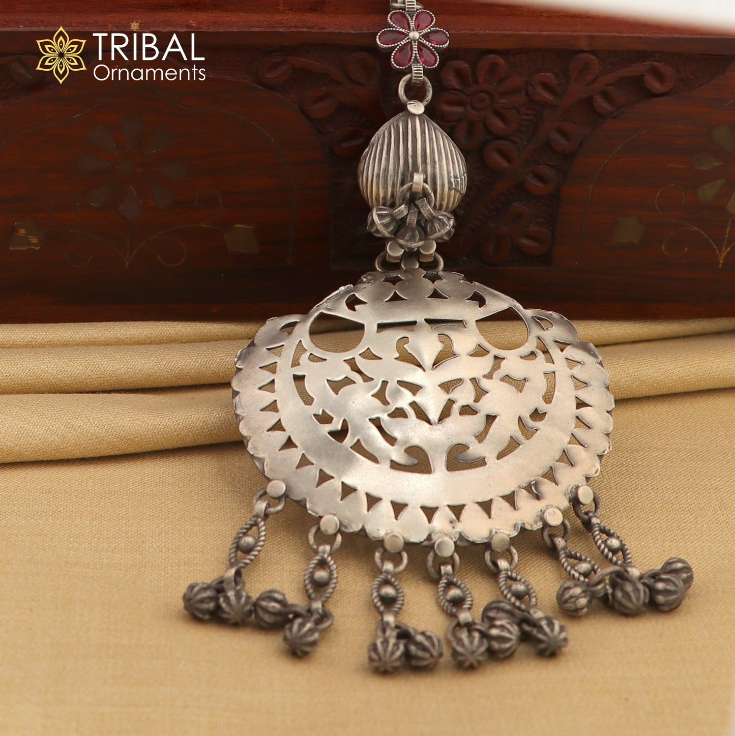 925 sterling silver vintage stylish sari chhalla brooch, saree waist belly jewelry skey18