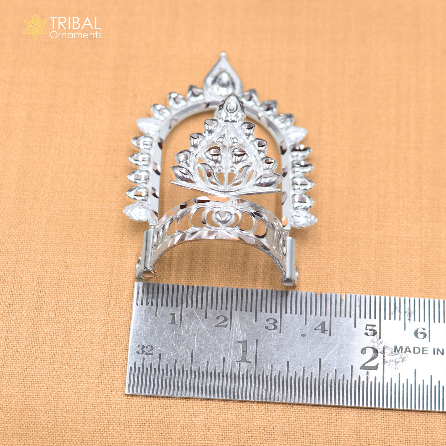 925 sterling silver vintage design krishan Mukut amazing goddess crown home temple art sm64