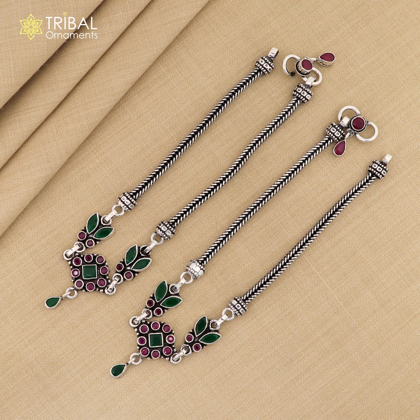 10.5" 925 sterling silver stylish multi color stone anklets foot bracelet ,ankle bracelet jewelry ank711