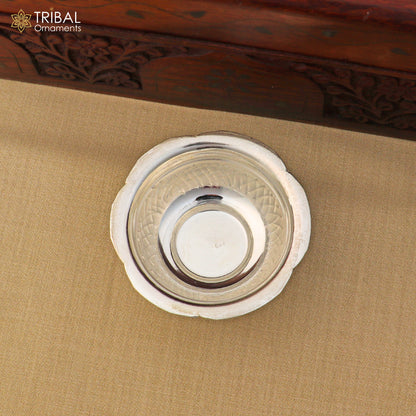 925 silver prasadam bowl or silver utensils for temple serving to god article for idols su1392 - TRIBAL ORNAMENTS