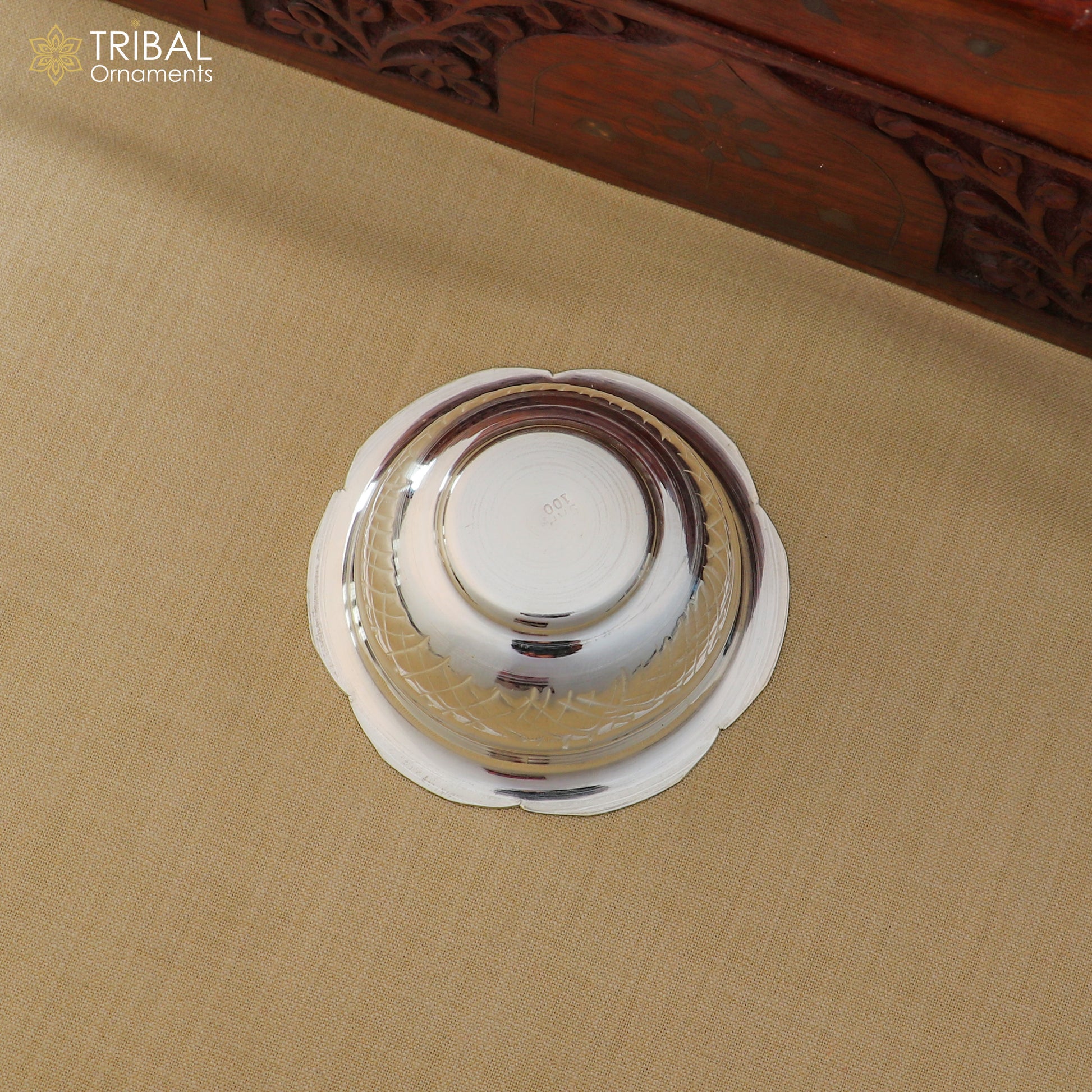 925 silver prasadam bowl or silver utensils for temple serving to god article for idols su1392 - TRIBAL ORNAMENTS