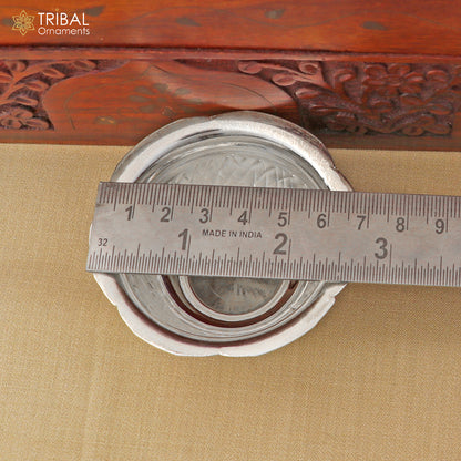 925 silver prasadam bowl or silver utensils for temple serving to god article for idols su1392 - TRIBAL ORNAMENTS