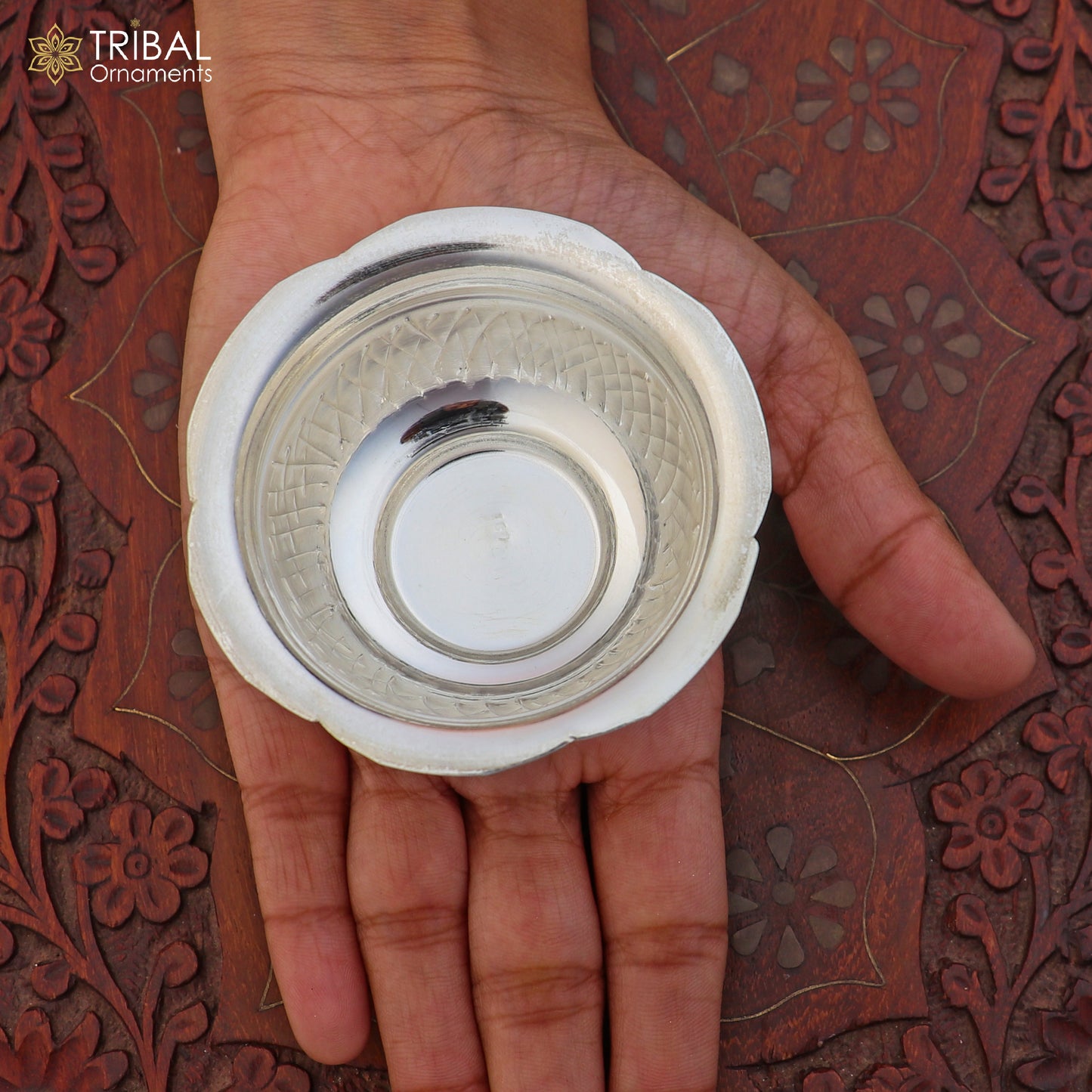 925 silver prasadam bowl or silver utensils for temple serving to god article for idols su1392 - TRIBAL ORNAMENTS