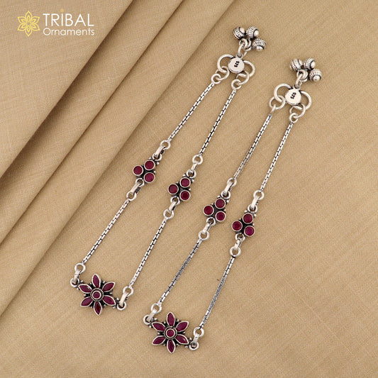 10.5 " 925 sterling silver flower design stone anklets foot bracelet ,ankle bracelet jewelry ank675