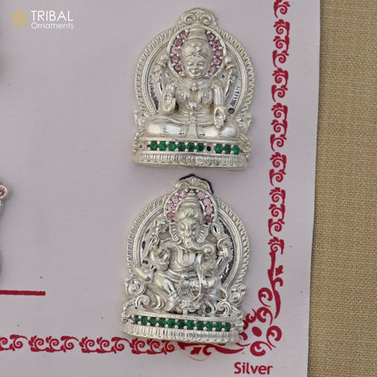 925 sterling silver Diwali pooja set with traditional designs from TRIBAL ORNAMENTS, featuring decorative utensils and religious accessories.