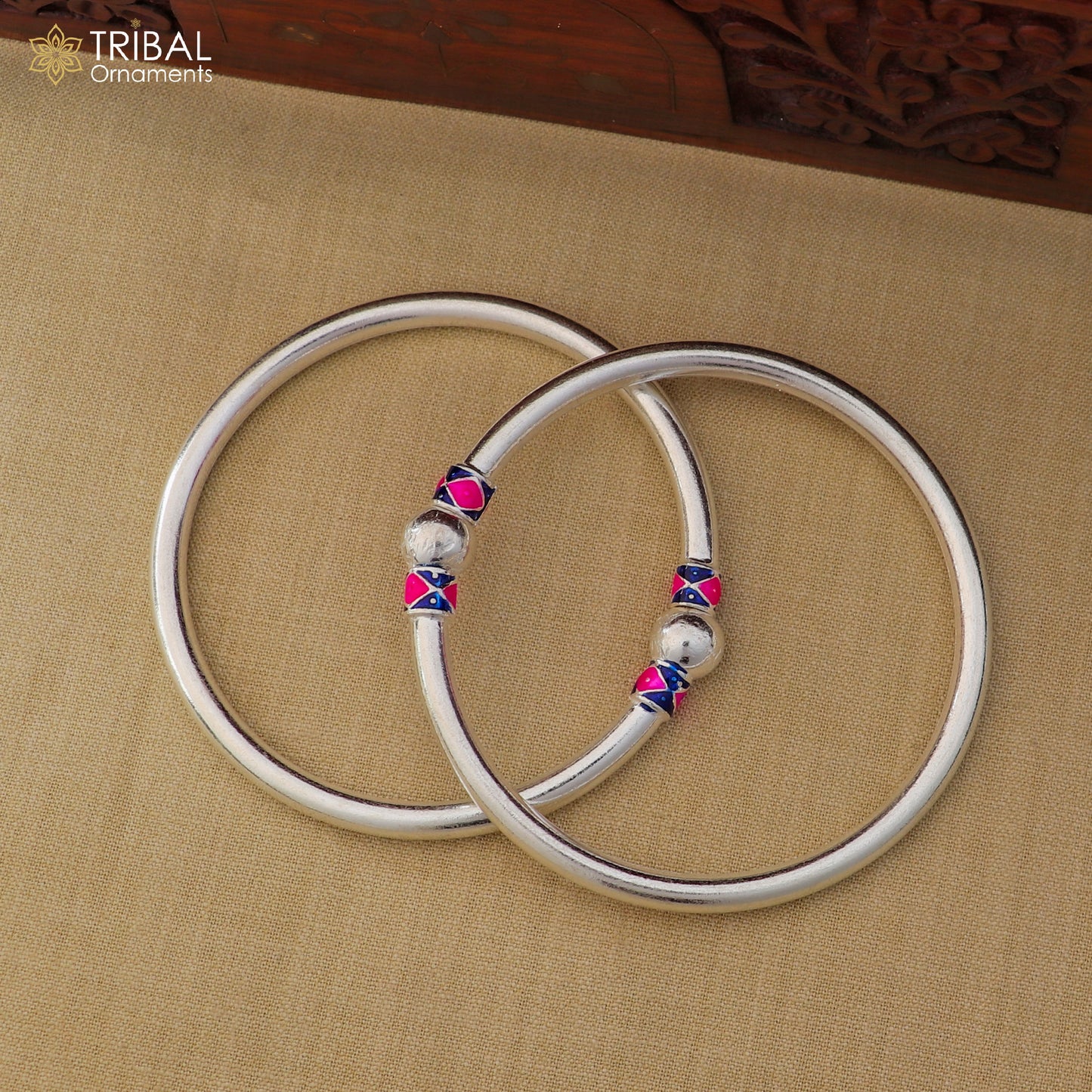 925 Sterling silver customized stylish ball design bangle kada tribal jewelry ba446 - TRIBAL ORNAMENTS